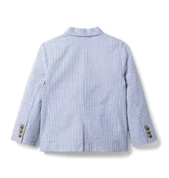 Janie and Jack Blazers & Vests|Suiting-The Striped Seersucker Blazer atlantic blue stripe