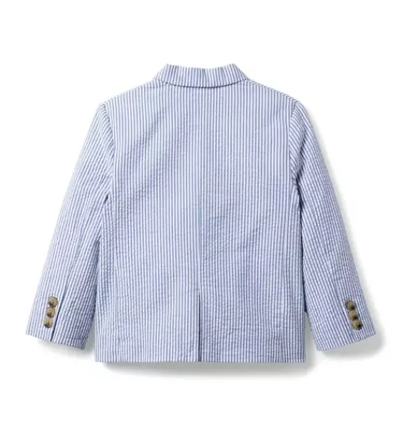 Janie and Jack Blazers & Vests|Suiting-The Striped Seersucker Blazer atlantic blue stripe