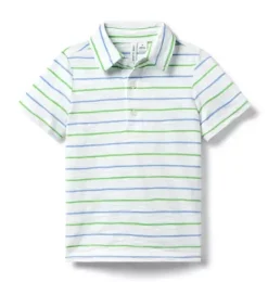 Janie and Jack Polos-The Striped Slub Polo white stripe