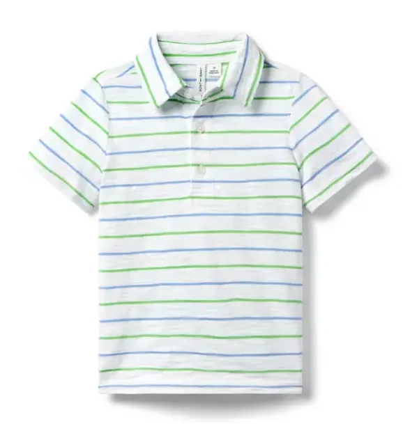 Janie and Jack Polos-The Striped Slub Polo white stripe