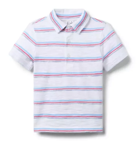 Janie and Jack Polos-The Striped Slub Polo white stripe