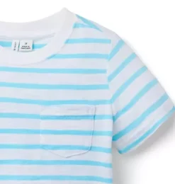 Janie and Jack Tees-The Striped Slub Tee turquoise sky stripe