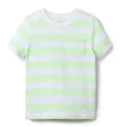 Janie and Jack Tees-The Striped Slub Tee light green stripe