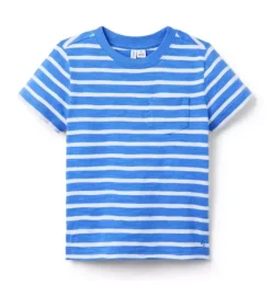 Janie and Jack Tees-The Striped Slub Tee skylark blue stripe