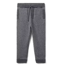 Janie and Jack Pants-The Striped Sweater Jogger charcoal heather stripe