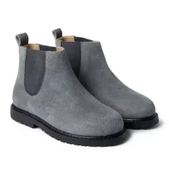 Janie and Jack Shoes-The Suede Boot dark grey