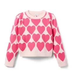 Janie and Jack Sweaters & Sweatshirts-The Sweetheart Sweater pink pearl heart