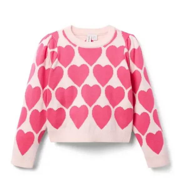 Janie and Jack Sweaters & Sweatshirts-The Sweetheart Sweater pink pearl heart