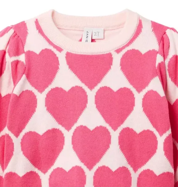 Janie and Jack Sweaters & Sweatshirts-The Sweetheart Sweater pink pearl heart