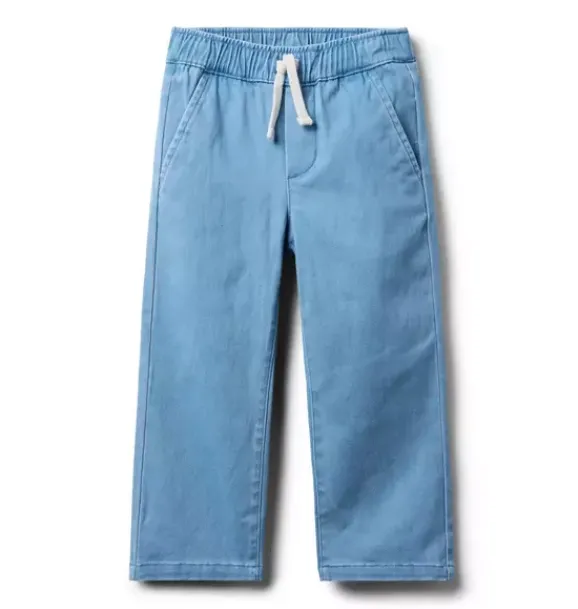 Janie and Jack Pants-The Tapered Twill Jogger stormy sky blue