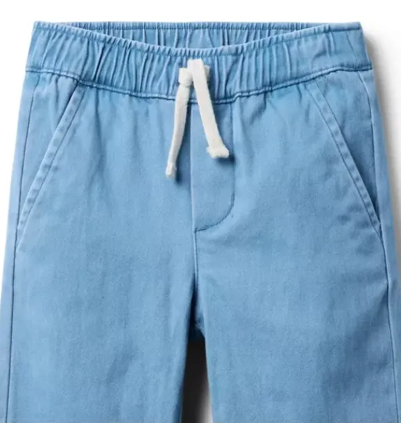 Janie and Jack Pants-The Tapered Twill Jogger stormy sky blue