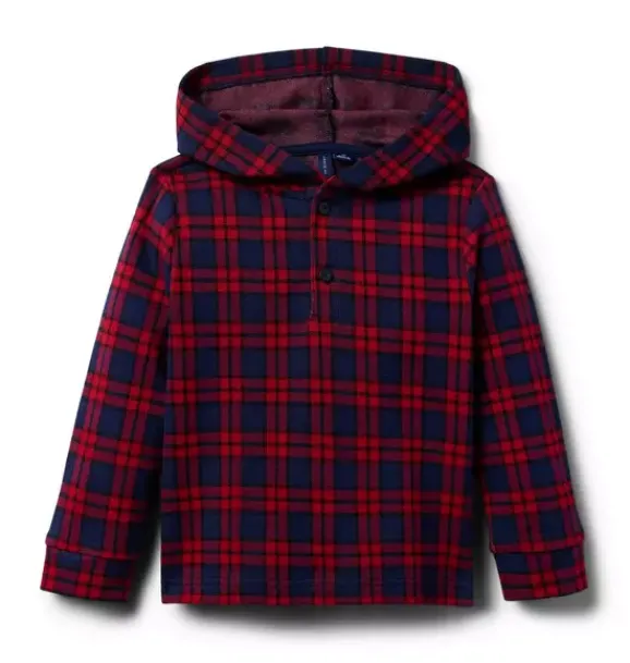 Janie and Jack Sweaters & Sweatshirts-The Tartan Hooded Sweatshirt holiday red tartan