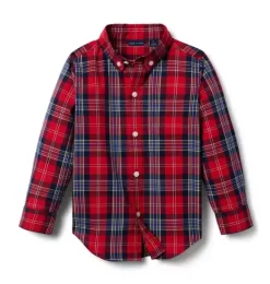 Janie and Jack Shirts-The Tartan Poplin Shirt classic red tartan