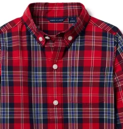 Janie and Jack Shirts-The Tartan Poplin Shirt classic red tartan