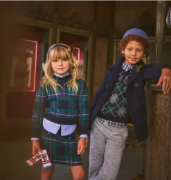 Janie and Jack Sweaters & Sweatshirts-The Tartan Sweater dark marine tartan