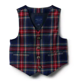 Janie and Jack Blazers & Vests|Suiting-The Tartan Vest holiday red tartan