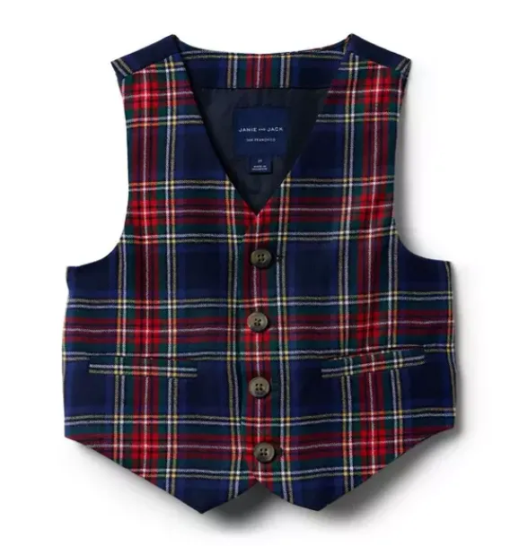 Janie and Jack Blazers & Vests|Suiting-The Tartan Vest holiday red tartan
