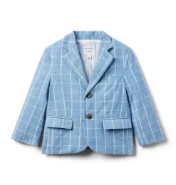 Janie and Jack Blazers & Vests|Jackets & Coats-The Tattersall Linen-Cotton Blazer pebble beach tattersall