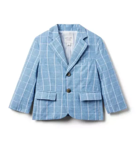 Janie and Jack Blazers & Vests|Jackets & Coats-The Tattersall Linen-Cotton Blazer pebble beach tattersall