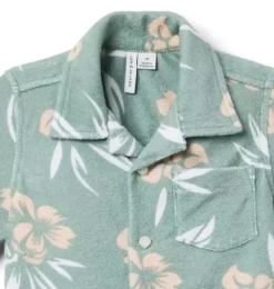 Janie and Jack Polos|Matching Sets-The Terry Cabana Shirt chaparral green tropical floral