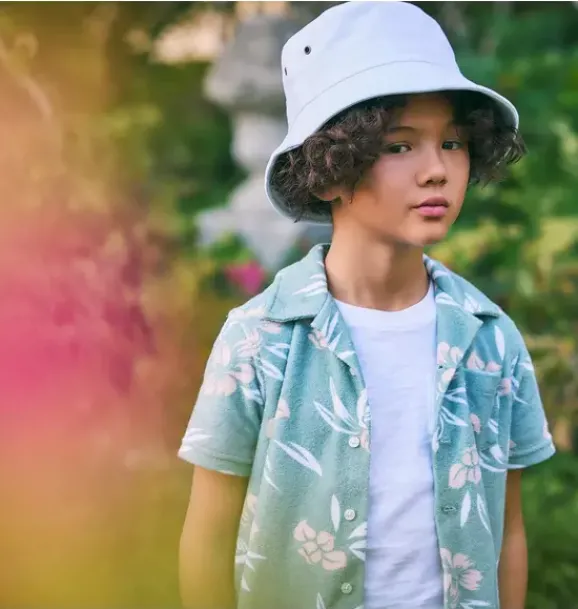 Janie and Jack Polos|Matching Sets-The Terry Cabana Shirt chaparral green tropical floral