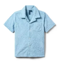 Janie and Jack Polos|Shirts-The Terry Cabana Shirt aquamarine