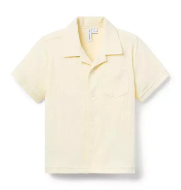 Janie and Jack Polos|Shirts-The Textured Cabana Shirt freshwater pearl