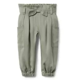 Janie and Jack Pants-The Twill Cargo Jogger coastline green