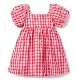 Janie and Jack Dresses-The Valentine Gingham Dress bright ruby gingham
