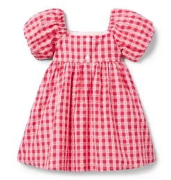 Janie and Jack Dresses-The Valentine Gingham Dress bright ruby gingham