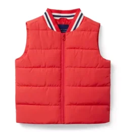 Janie and Jack Blazers & Vests|Jackets & Coats-The Varsity Puffer Vest bright red