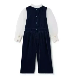 Janie and Jack Rompers & Jumpsuits-The Velvet Organza Sleeve Jumpsuit dark marine