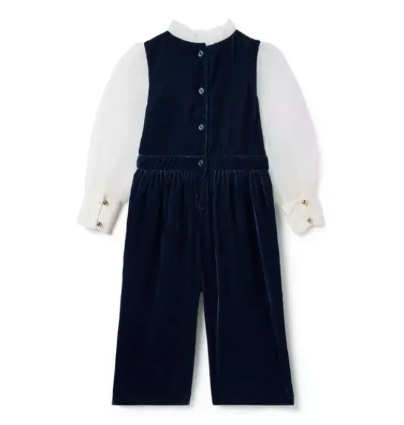 Janie and Jack Rompers & Jumpsuits-The Velvet Organza Sleeve Jumpsuit dark marine