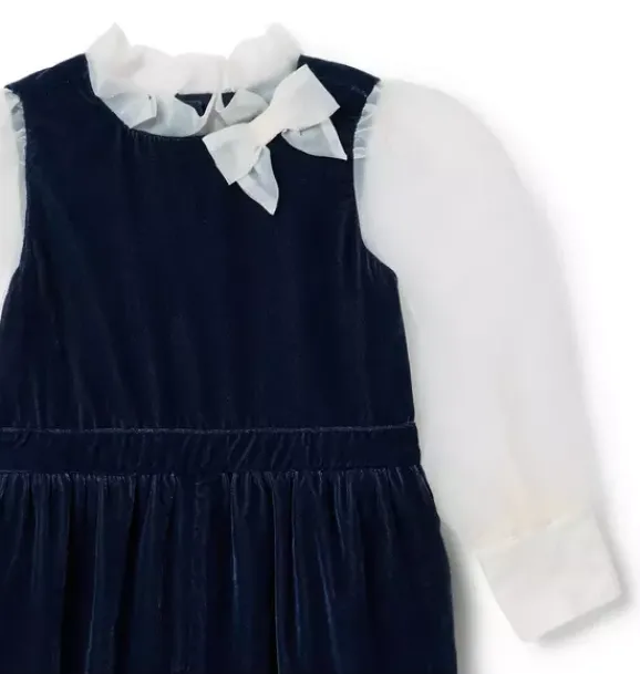Janie and Jack Rompers & Jumpsuits-The Velvet Organza Sleeve Jumpsuit dark marine