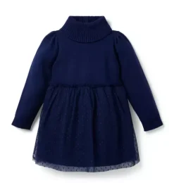 Janie and Jack Dresses-Tiered Tulle Sweater Dress merchant marine