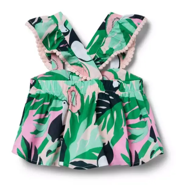 Janie and Jack Matching Sets|Sleeveless Tops-Toucan Flutter Sleeve Top soft rose toucan
