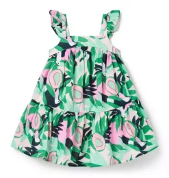 Janie and Jack Dresses-Toucan Ruffle Dress soft rose toucan