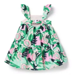 Janie and Jack Dresses-Toucan Ruffle Dress soft rose toucan
