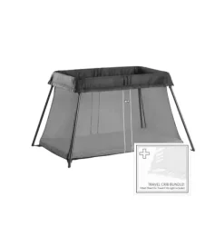 Janie and Jack Health And Safety-Travel Crib Light & Fitted Sheet Bundle Pack black