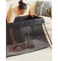 Janie and Jack Health And Safety-Travel Crib Light & Fitted Sheet Bundle Pack black