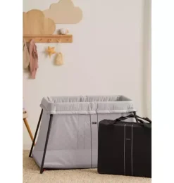 Janie and Jack Health And Safety-Travel Crib Light & Fitted Sheet Bundle Pack silver