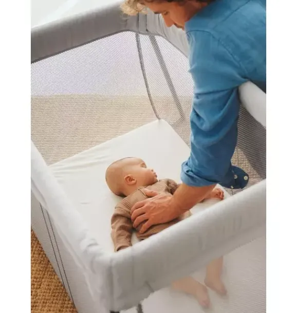 Janie and Jack Health And Safety-Travel Crib Light & Fitted Sheet Bundle Pack silver