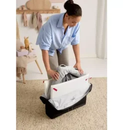Janie and Jack Health And Safety-Travel Crib Light & Fitted Sheet Bundle Pack silver