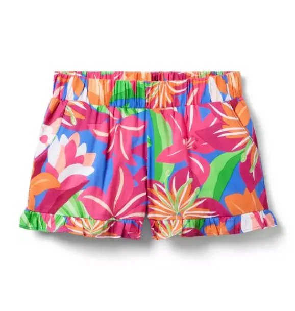 Janie and Jack Swim Outfits|Skirts & Shorts-Tropical Floral Ruffle Short bold blue tropical floral