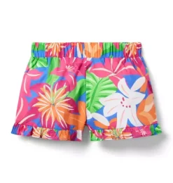 Janie and Jack Swim Outfits|Skirts & Shorts-Tropical Floral Ruffle Short bold blue tropical floral