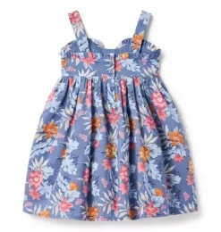Janie and Jack Dresses|Swim Outfits-Tropical Floral Sweetheart Dress rainy blue tropical floral