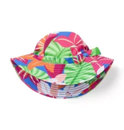 Janie and Jack Hats, Scarves, & Gloves|Accessories-Tropical Floral Swim Bucket Hat bold blue tropical floral