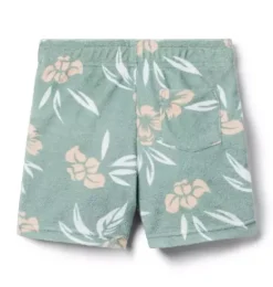 Janie and Jack Matching Sets|Shorts-Tropical Floral Terry Short chaparral green tropical floral