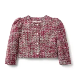 Janie and Jack Jackets & Coats-Tweed Jacket hibiscus violet