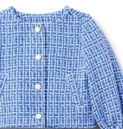 Janie and Jack Jackets & Coats-Tweed Ruffle Cuff Jacket ocean blue